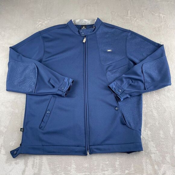 Nike Air Jordan JumpMan Track Jacket Men XL Navy Blue Full Zip Motto Collar NWOT